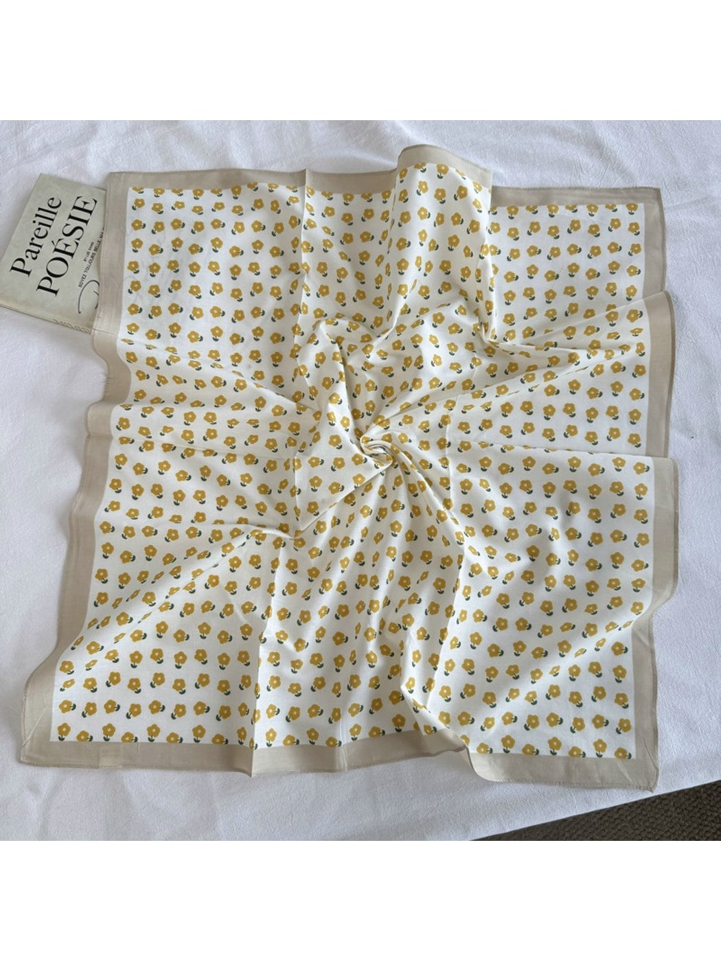 Scarvii - Printed Polka Dot Square Neck Scarf