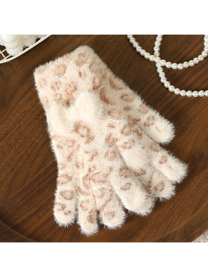 Gloving - Leopard Print Bow Accent Women's Gloves