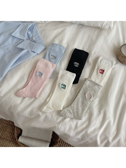 Rufia - FUN TIME Letter Embroidery Crew Socks