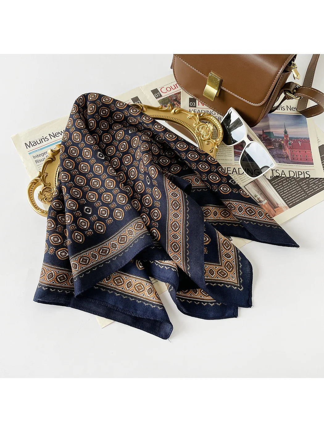 Scarvii - Geometric Border Square Scarf