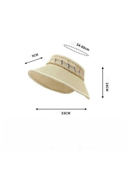 Haila - Wide Brim Hollow Crochet Visor Hat