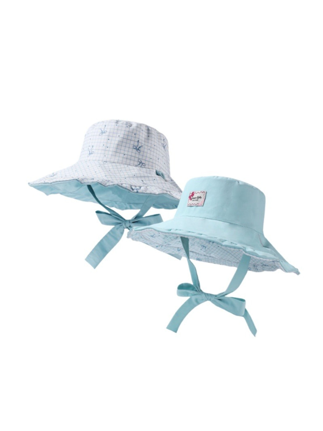 Back view of Haila soft check bucket hat highlighting seam details