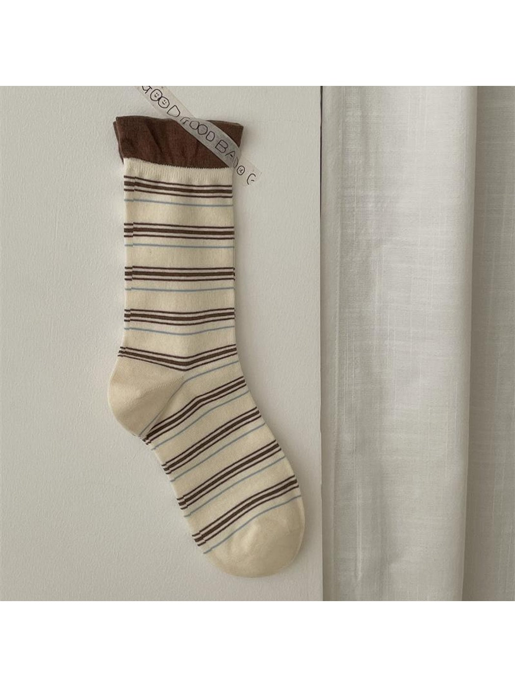 Rufia - Brown Cute Bear Pattern Crew Socks