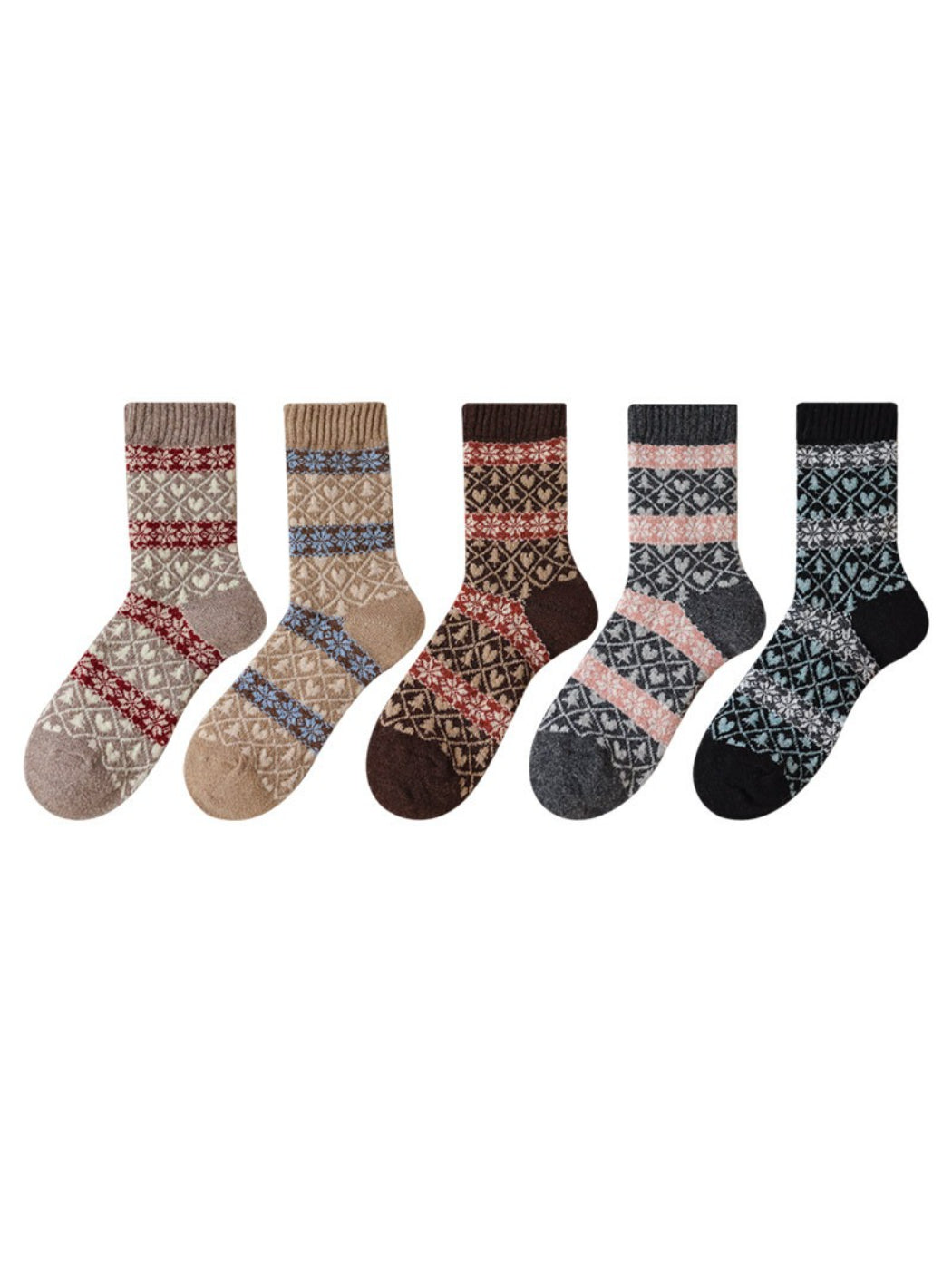Rufia - Nordic Heart Pattern Crew Socks