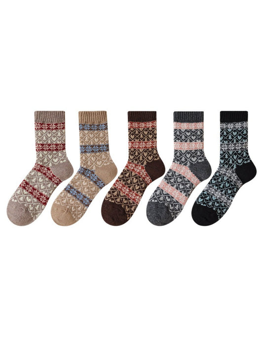 Rufia - Nordic Heart Pattern Crew Socks