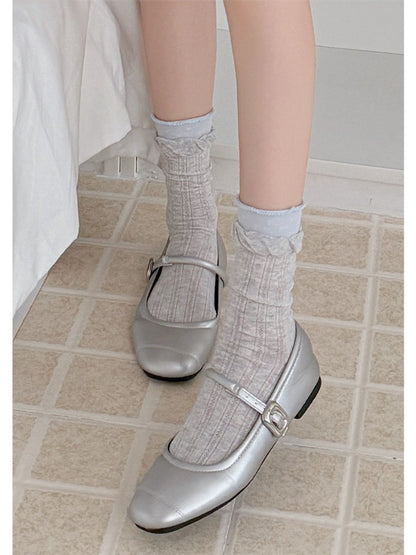 Rufia - Soft Ribbed Lace Cuff Crew Socks product image 7