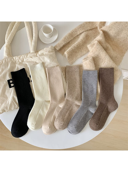 Rufia - Classic Solid Ribbed Crew Socks