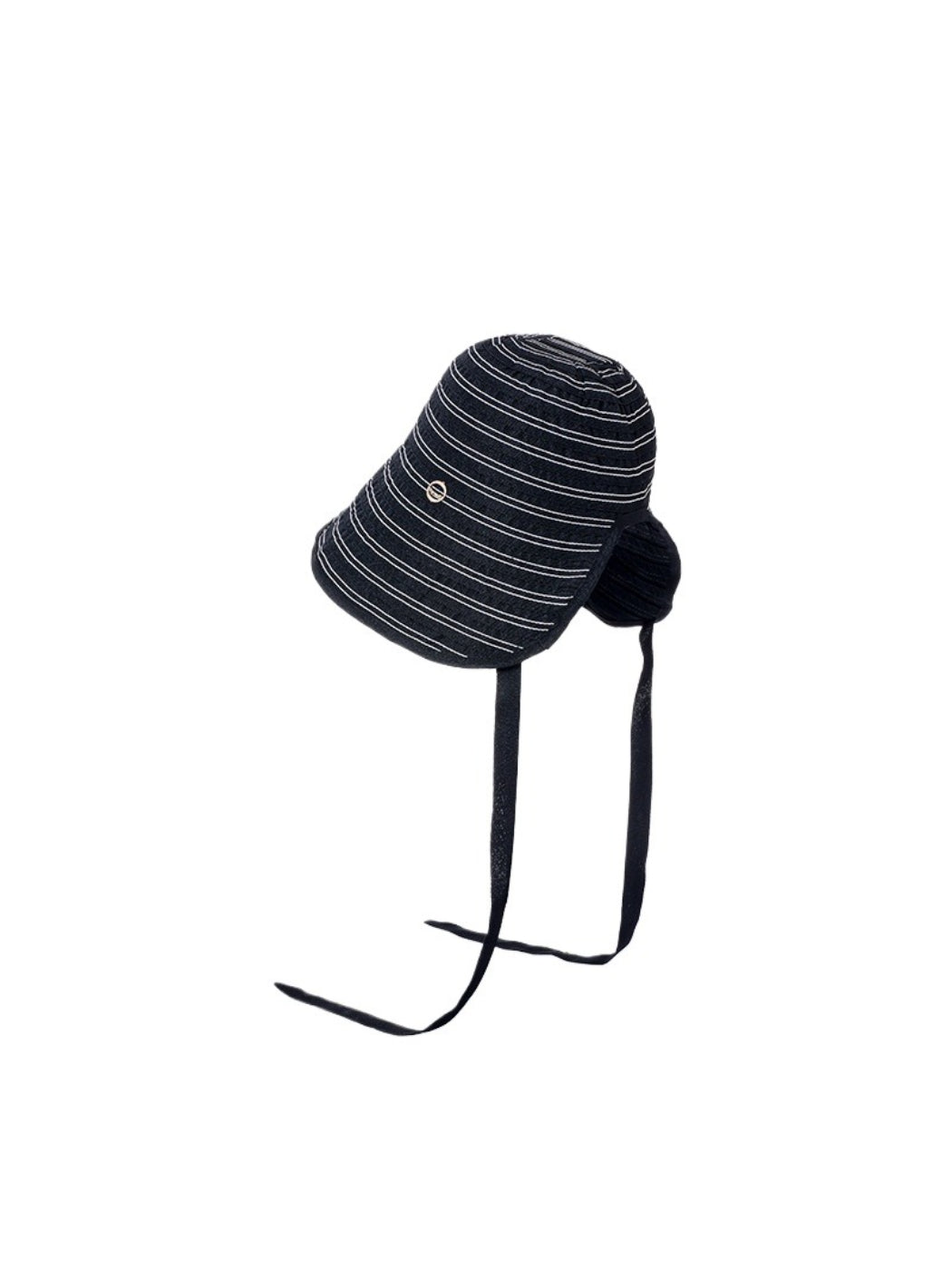 Side view of Haila Classic Stripe Shade Hat showing curved brim and fabric texture