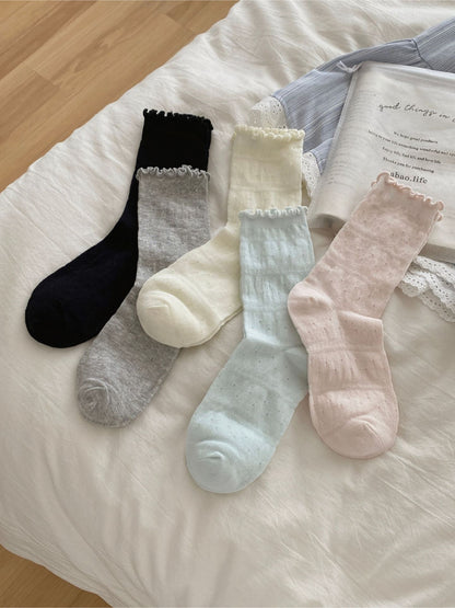 Rufia - Sheer Lace Mesh Crew Socks - image 8