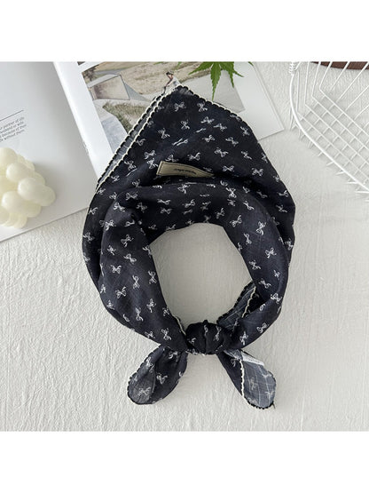 Scarvii - Vintage Bow Print Small Square Scarf