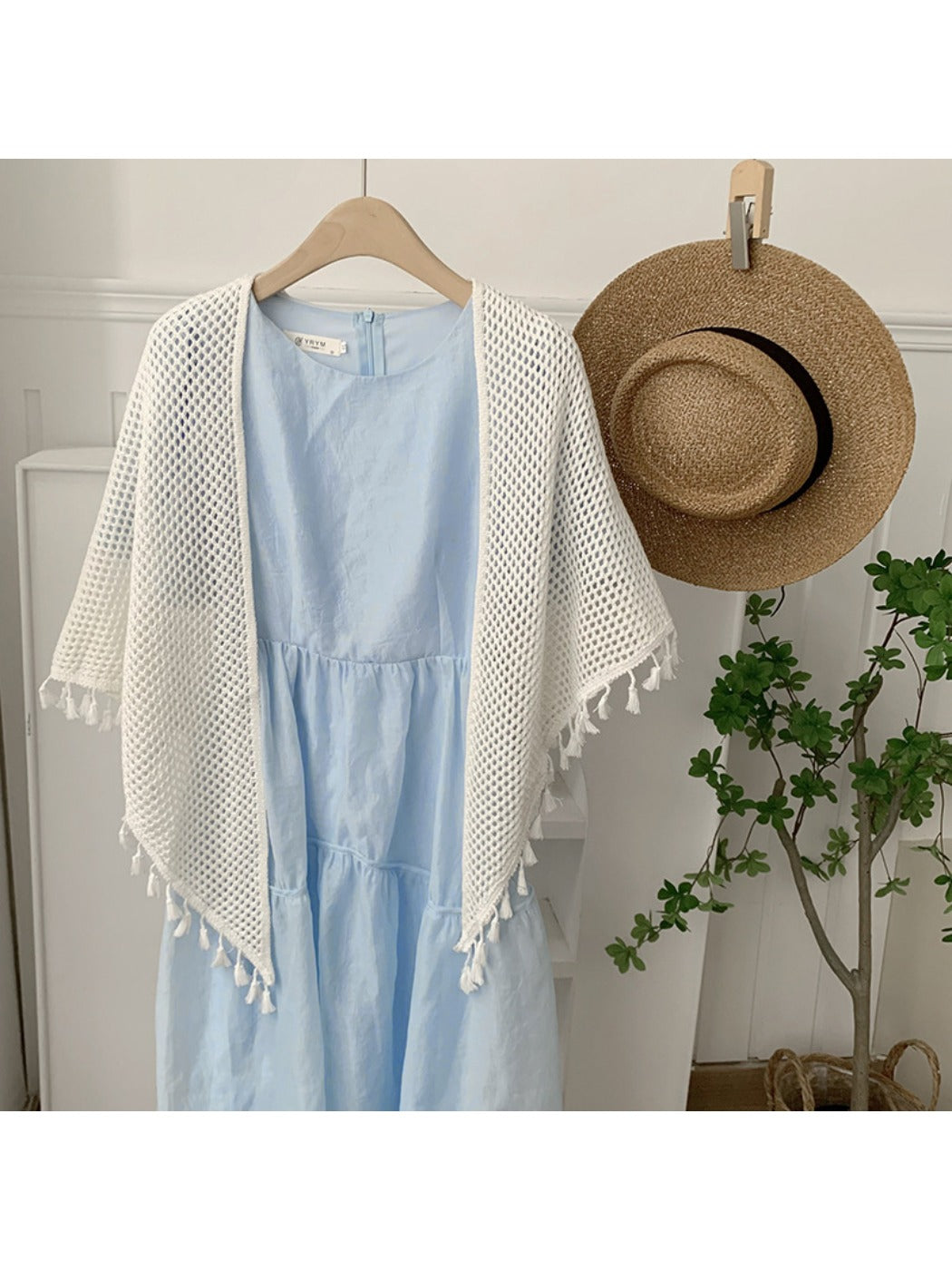 Scarvii - Textured Knit Tassel Shawl