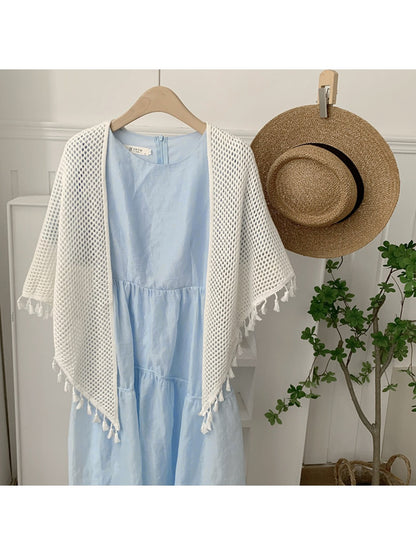 Scarvii - Textured Knit Tassel Shawl