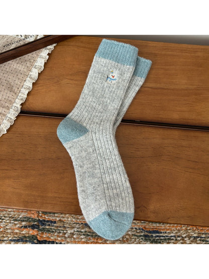 Rufia - Colorblock Winter Motif Crew Socks