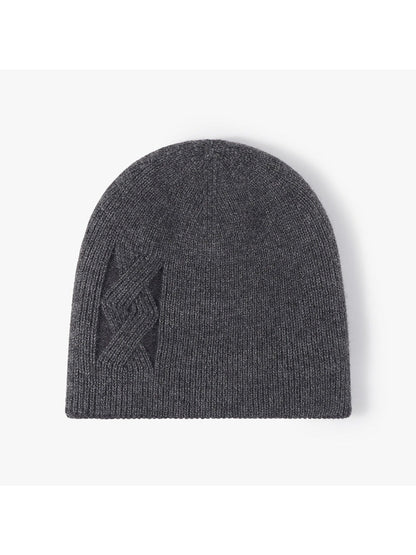 Haila - Tonal Geometric Textured Knit Beanie