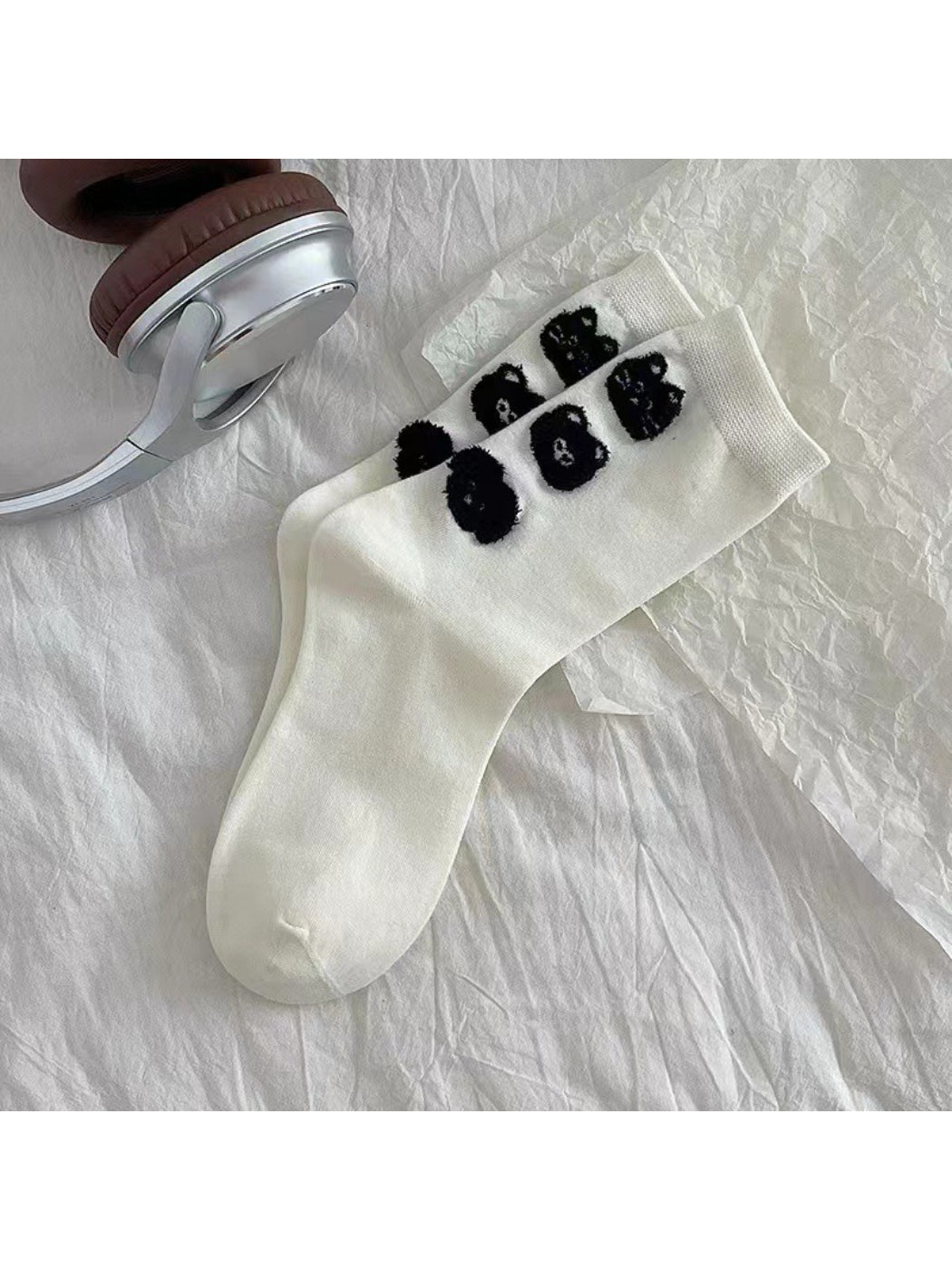 Rufia - Black Cat Dog Pattern Crew Socks
