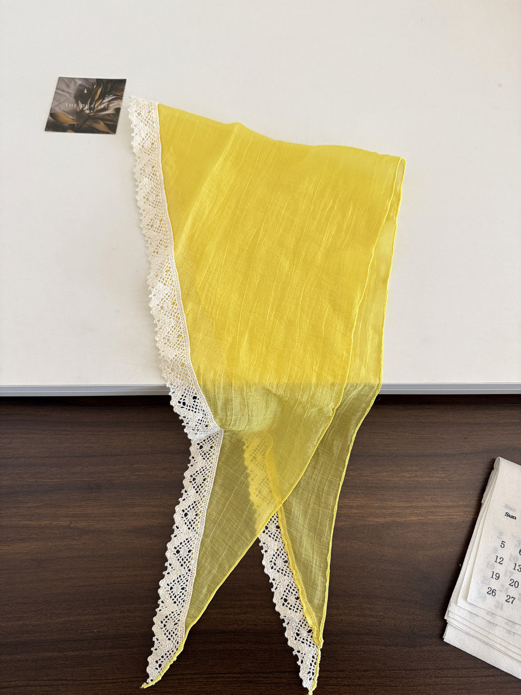 Scarvii - Lace Trim Crinkle Neck Scarf