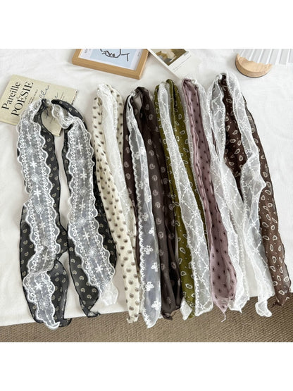 Scarvii - Gentle Paisley Lace Narrow Scarf
