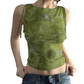 Vesty - Floral Off-Shoulder Crop Top - Green/Red
