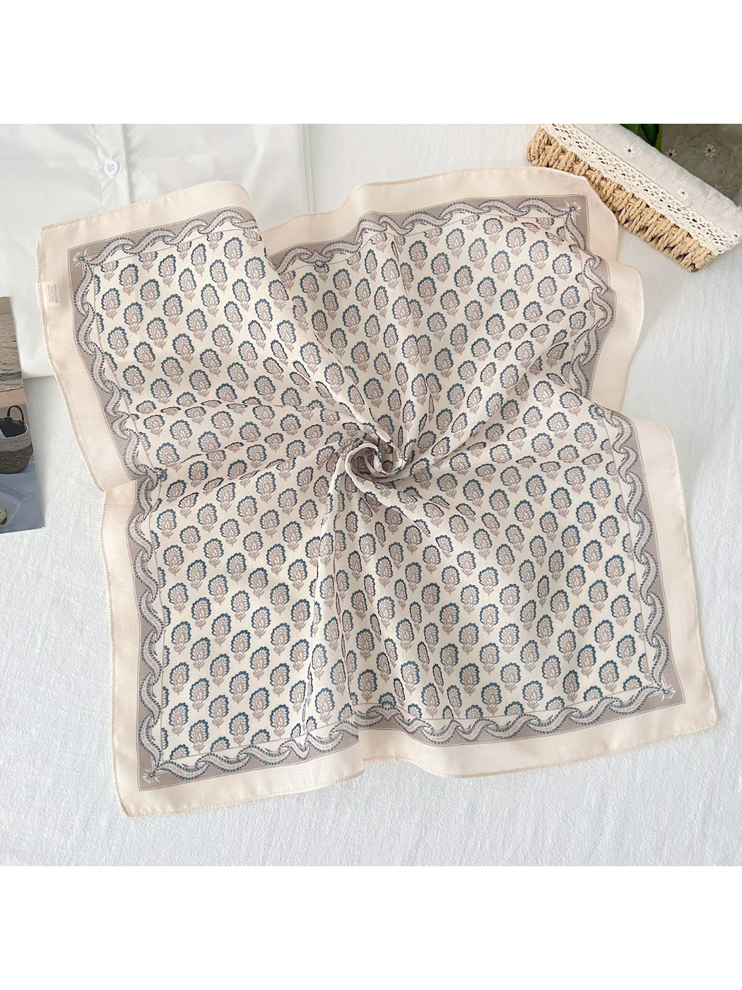 Scarvii Vintage Motif Triangle Scarf