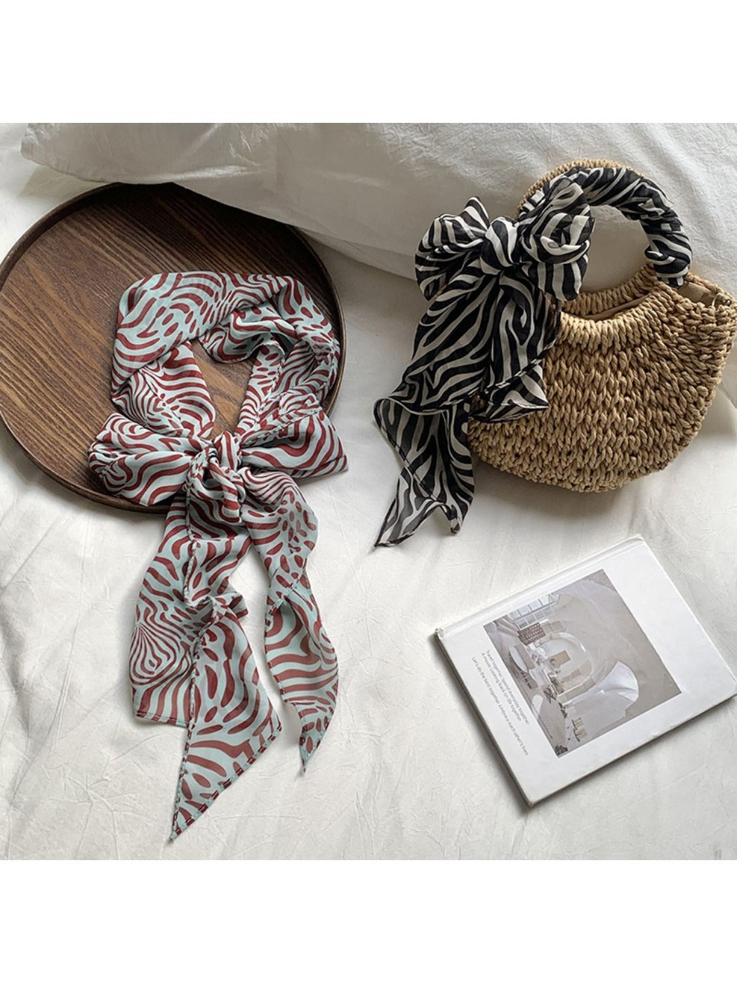 Scarvii - Vintage Classic Spot Print Long Scarf Headband