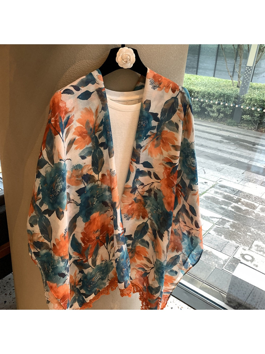 Scarvii - Floral Print Lightweight Fashion Shawl Scarf