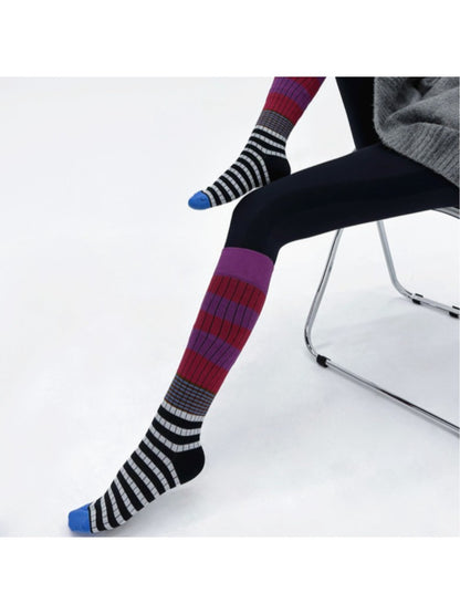 Rufia - Retro Color Block Long Socks for Women