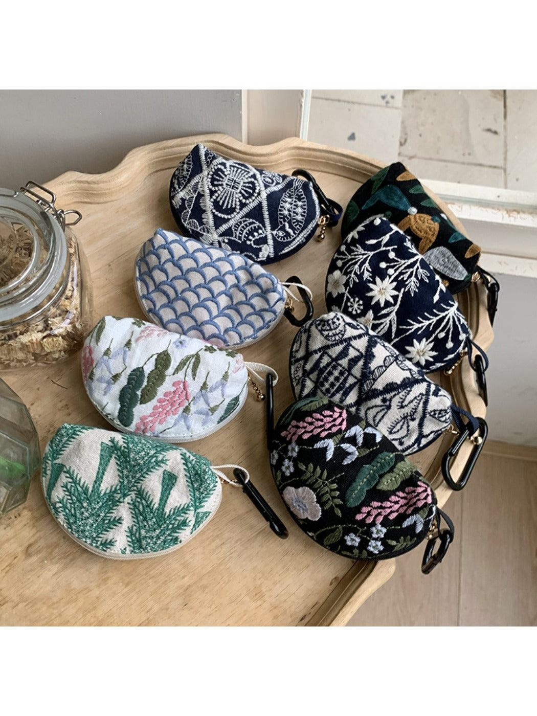 Cosbai - Embroidered Earphone Storage Pouch