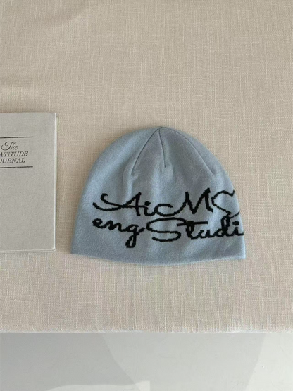 Haila - Script Letter Knit Beanie