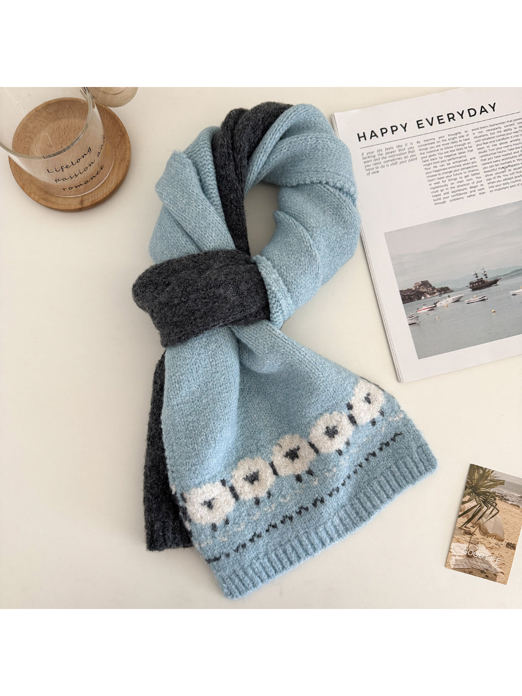 Scarvii - Sheep Motif Knit Scarf
