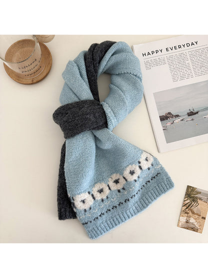 Scarvii - Sheep Motif Knit Scarf