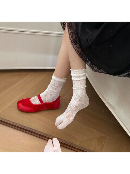 Rufia - Split Toe Lace Mesh Socks