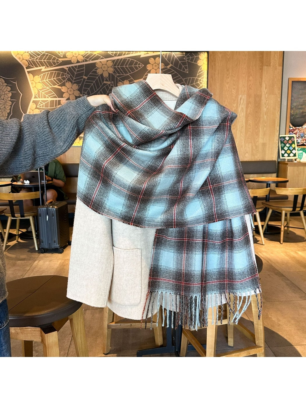 Scarvii - Classic Plaid Long Fringe Winter Scarf