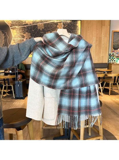 Scarvii - Classic Plaid Long Fringe Winter Scarf