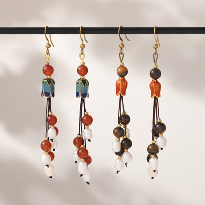 Earwish - Vintage Classic Beaded Long Fringe Earrings - Elegant & Chic