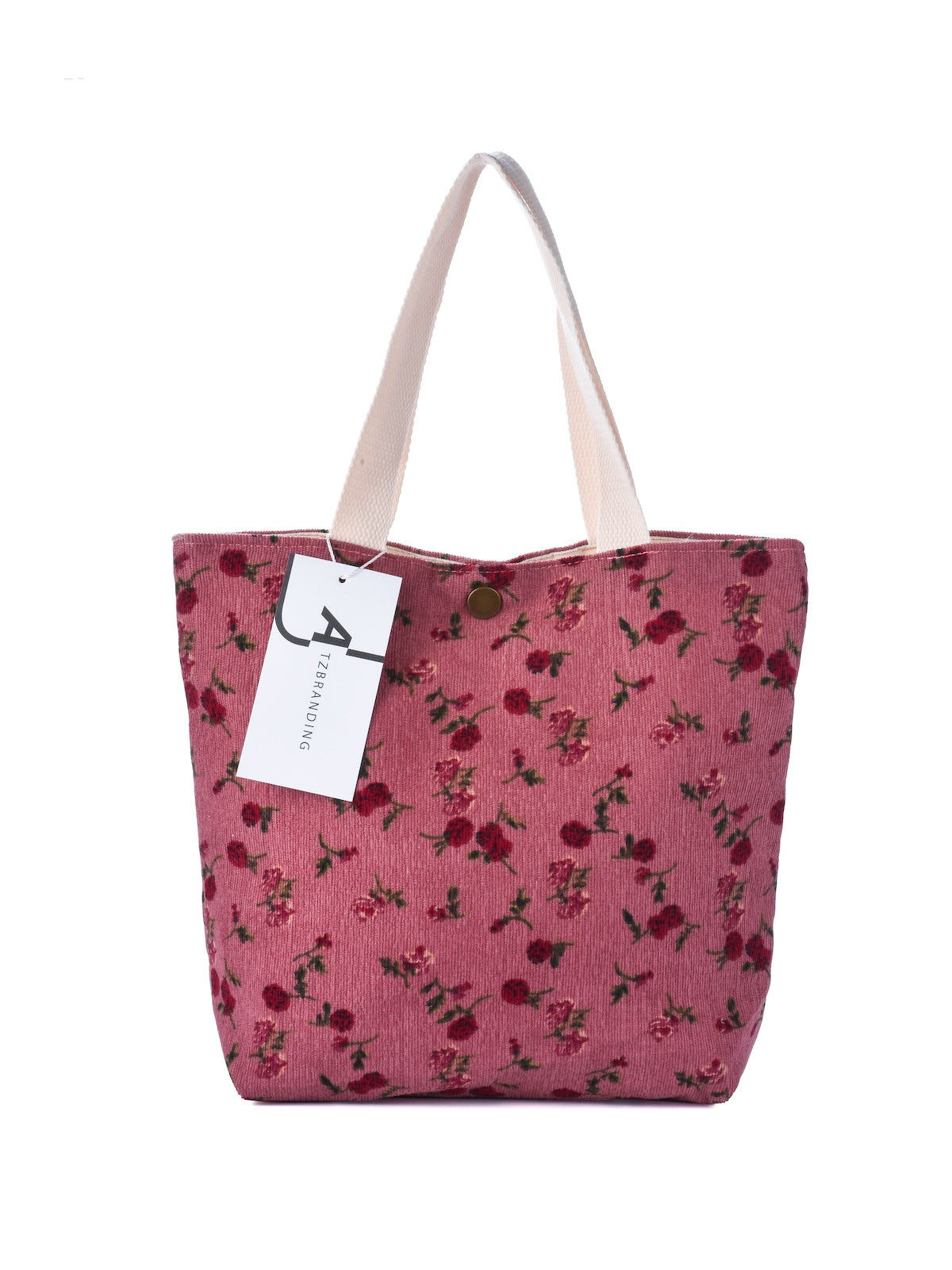 Cosbai - Floral Corduroy Handbag