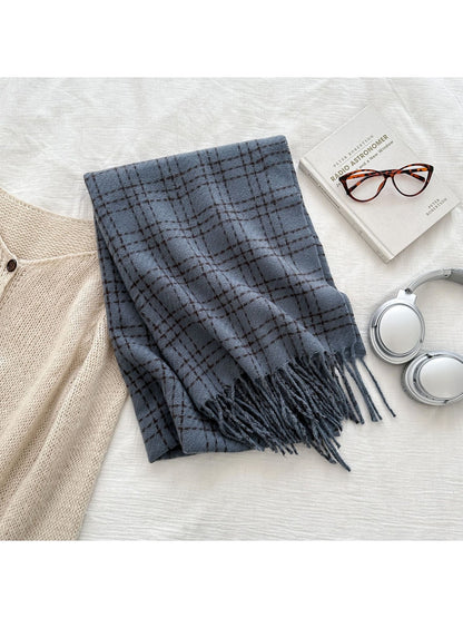 Scarvii - Checked Pattern Simple Winter Shawl