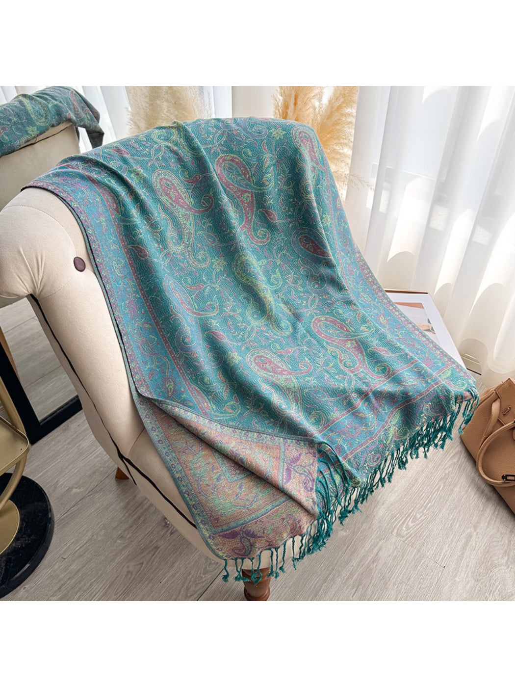 Scarvii - Classic Paisley Wrap Fringe Scarf