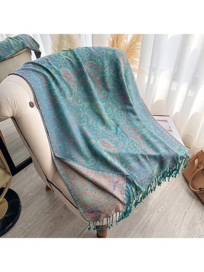 Scarvii - Classic Paisley Wrap Fringe Scarf