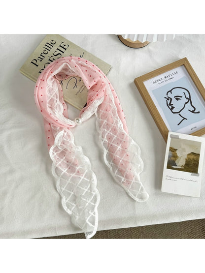 Scarvii - Fresh Polka Dot Lace Double Layer Scarf