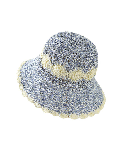 Haila - Women's Floral Openwork Wide Brim Summer Hat
