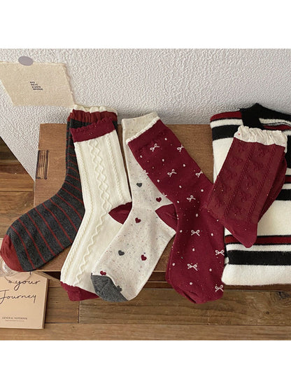 Rufia - Burgundy Bow Crew Socks product image 2