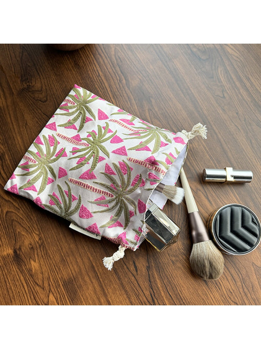Cosbai - Floral and Fishes Print Drawstring Pouch