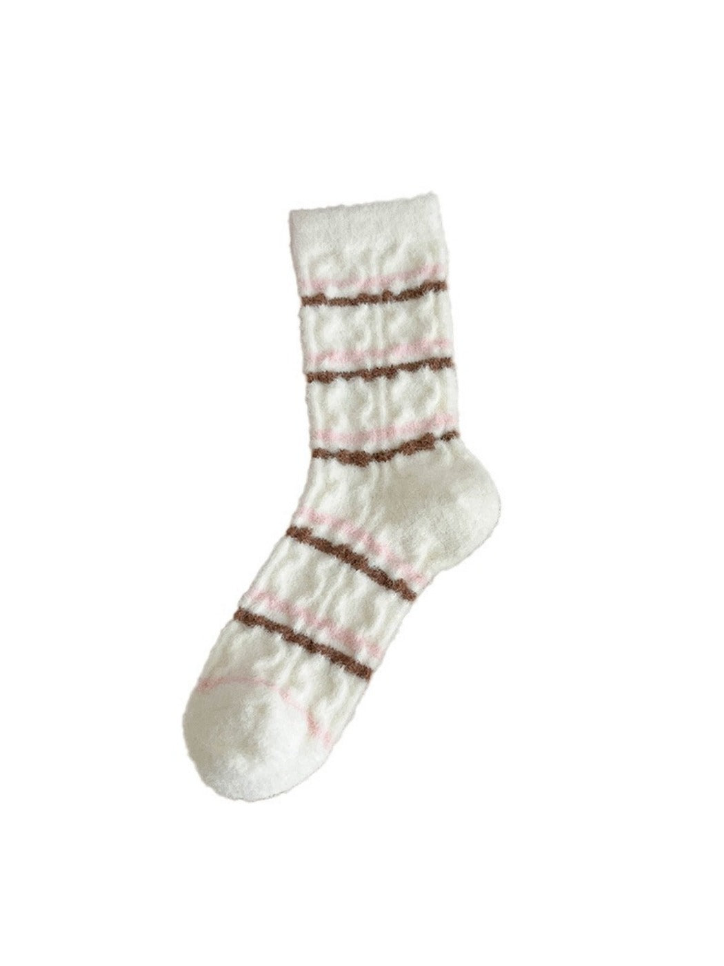 Rufia - Cute Soft Thick Winter Socks - Pink & White