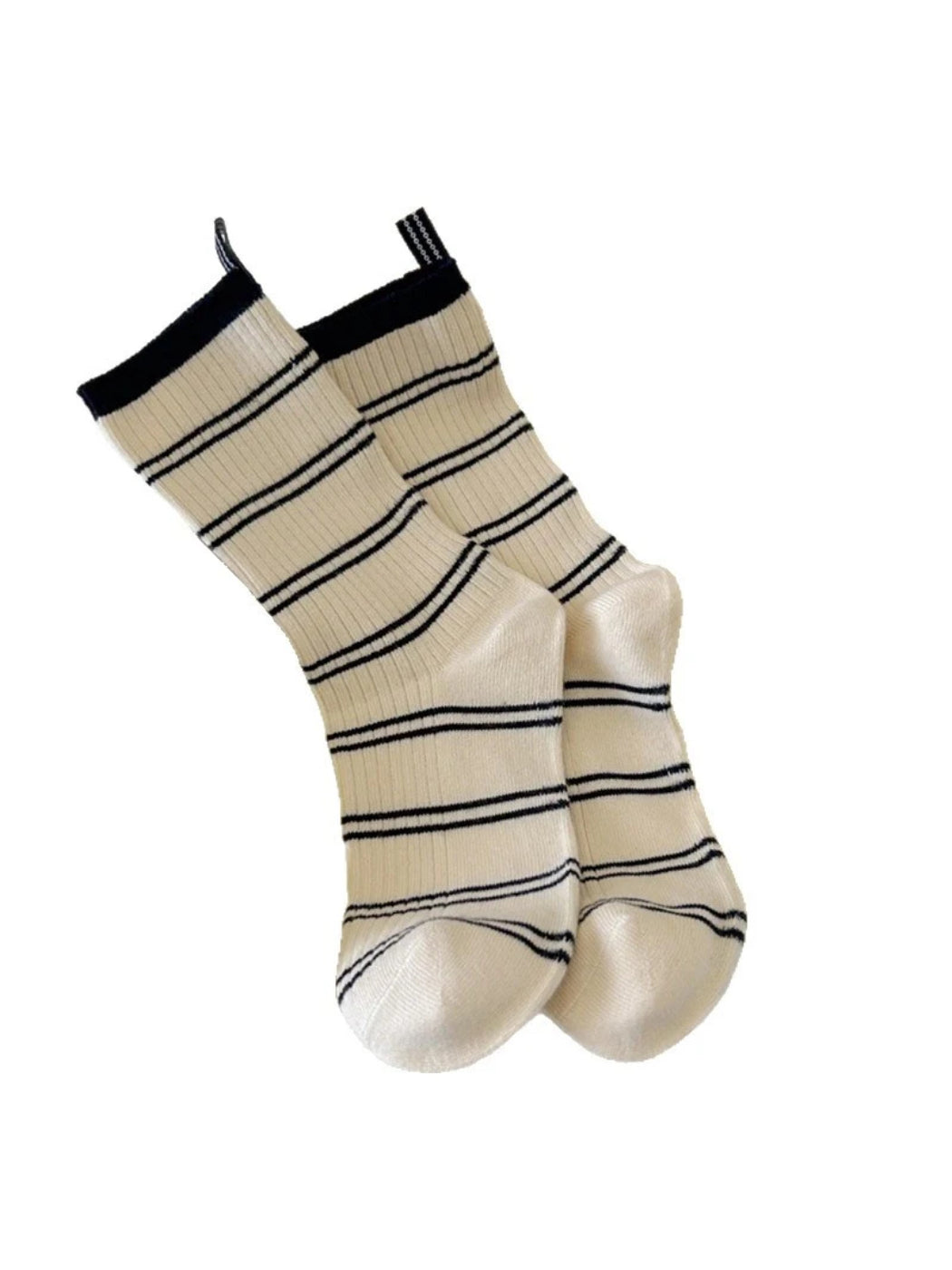 Rufia Cream Slouch Socks with Black Trim