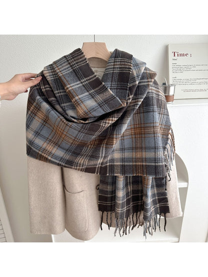 Scarvii - Classic Multicolor Plaid Fringed Winter Scarf