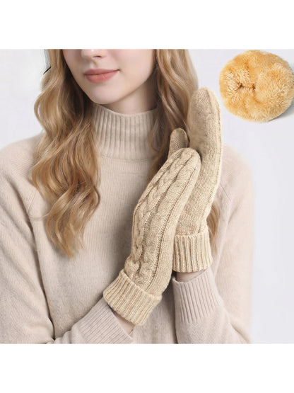 Gloving - Cable Knit Winter Mittens with Soft Lining