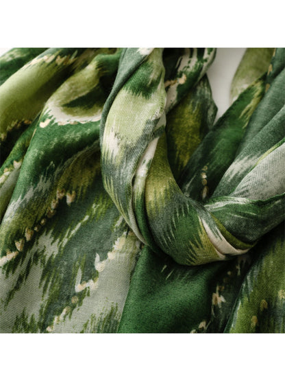 Scarvii - Winter Scarf & Shawl with Gold Foil Printing & Mountain Pattern