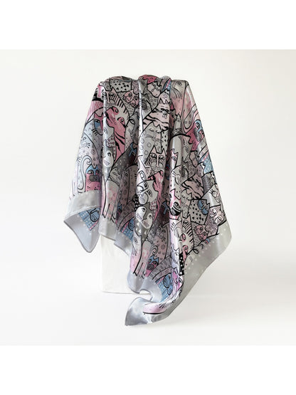 Scarvii - Colorful Cat Pattern Square Scarf