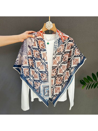 Scarvii - Ethnic Geometric Patchwork Print Square Scarf