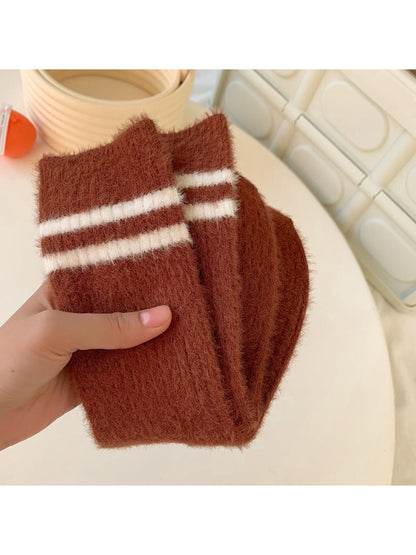 Rufia - Double Stripe Fuzzy Crew Socks